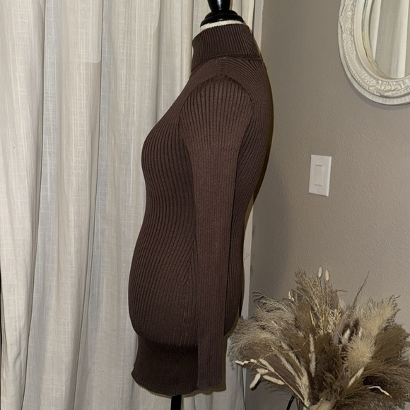 Wild Fable brown ribbed turtleneck longsleeve fitted dress XS​ - Picture 5 of 6